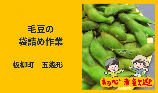 「「  ケマラボさん」板柳町 毛豆の袋詰め作業  10月お仕事カレンダー」のサムネイル