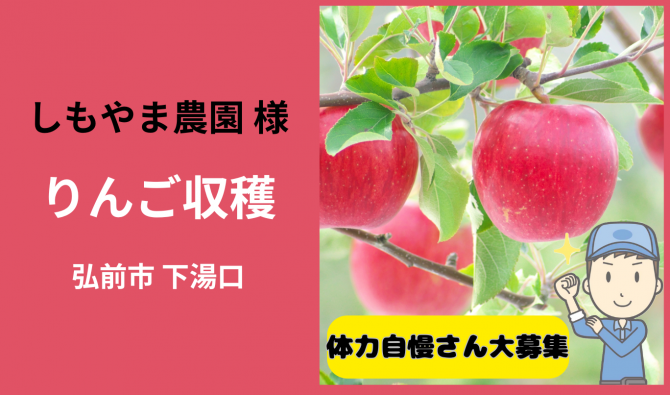 「「 しもやま農園さん」弘前市 りんご収穫作業 11月お仕事カレンダー」のサムネイル
