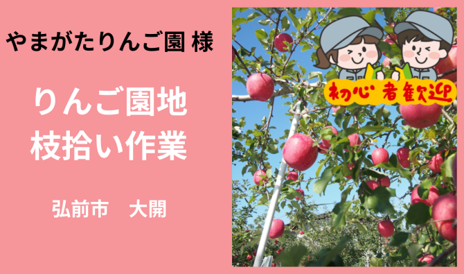 「「 やまがたりんご園さん」弘前市 りんご園地枝拾い作業  4月お仕事カレンダー」のサムネイル