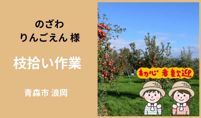 「「のざわりんごえんさん」青森市 リンゴの剪定枝拾い  4月お仕事カレンダー」のサムネイル