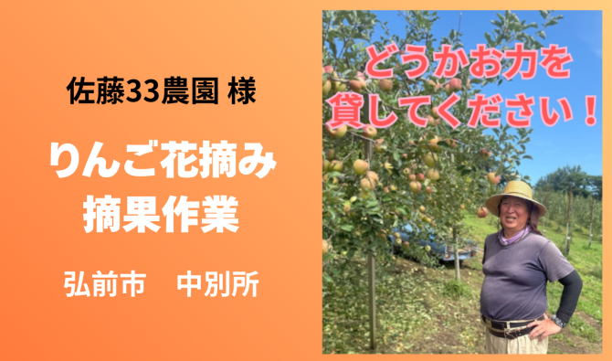「「 佐藤３３農園さん」弘前市 りんごの花摘み・摘果作業 5月お仕事カレンダー」のサムネイル